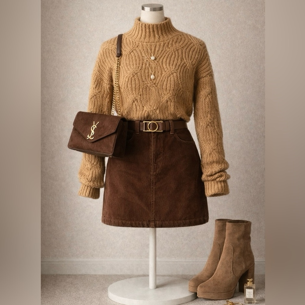 ✨ AE Fall Staple | Camel Cable-Knit Turtleneck ✨